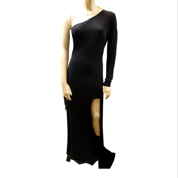 Bebe Long Black One Shoulder Dress - Picture 1 of 7
